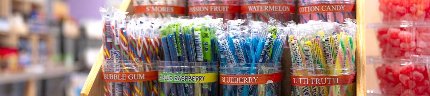 candy sticks display in a candy shop in berkeley county, wv